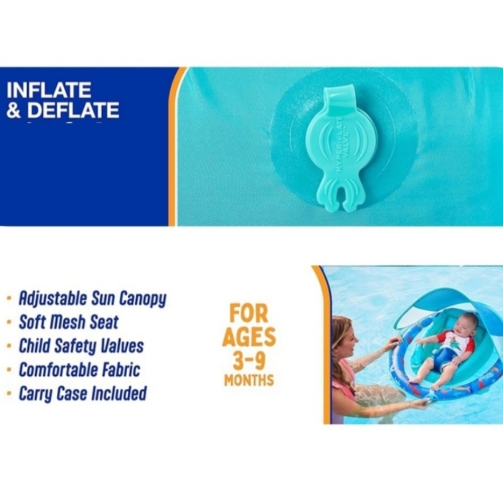 NEW Swimways Infant/Baby Spring Pool Float with Canopy & UPF Protection; 3-9 mos - Picture 12 of 17